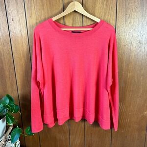 J.Crew Womens Coral Pink 100% Merino Wool Oversized Crewneck Sweater Small